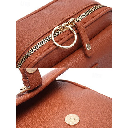Bag Front Brown with Faux Vintage Leather Women's Crossbody