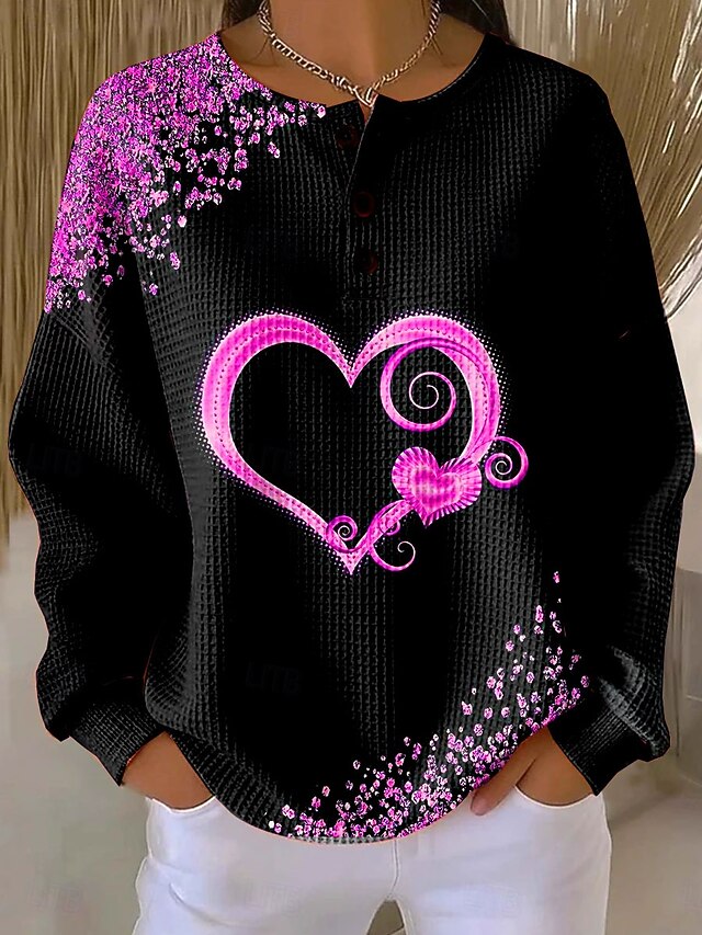 Women's Pullover Sweatshirt Heart Graphic Vintage Casual