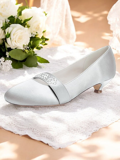 Kitten Blue Rhinestone Women's Satin Heels with