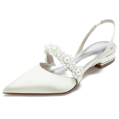 with Pearl White Elegant Satin Women's Shoes Dress