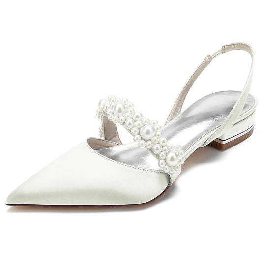with Pearl White Elegant Satin Women's Shoes Dress