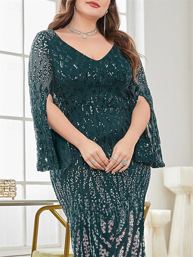 Dress Curve Elegant Mother Size Party Bride of Plus V the