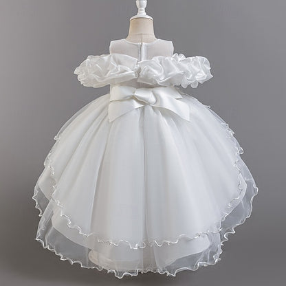 Dress Wedding Sleeve Girls' Kids Short Flower Floral Party