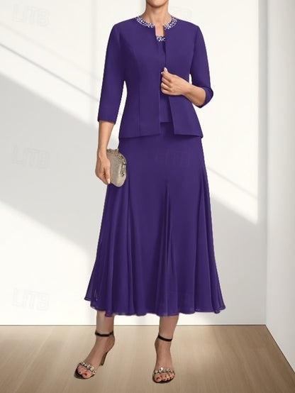 Bride Dress Mother Piece A-Line the Guest Wedding Elegant Two of