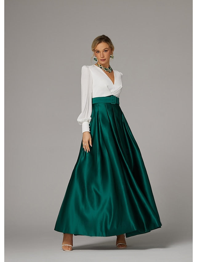 Dress Gown Formal High Wedding Evening A-Line Floor Guest Split