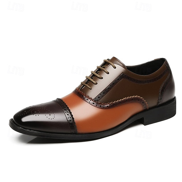 Two-Tone Men's Brogue Black and – Faux Shoes Brown
