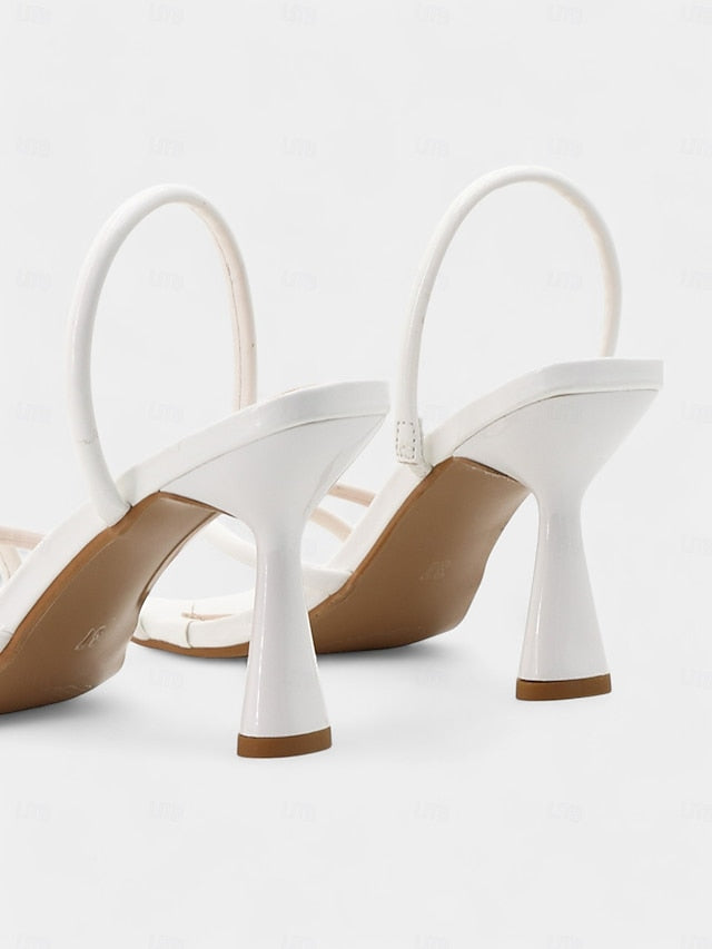 Square Beige Strappy – Toe with Design Sandals Heeled