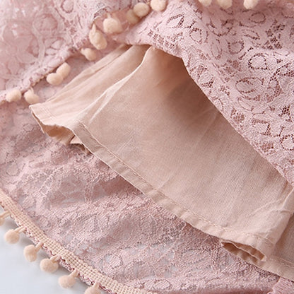 Girls' Party Color Kids Short Dress Solid Sleeve