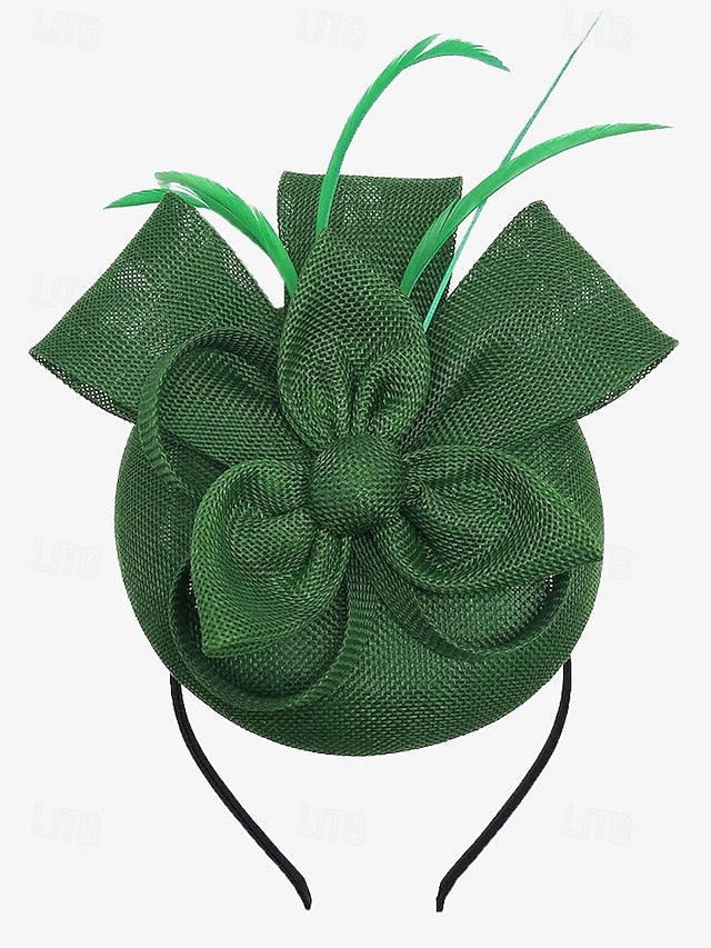 and Feather with Green Hat Fascinator Accents Women's Bow