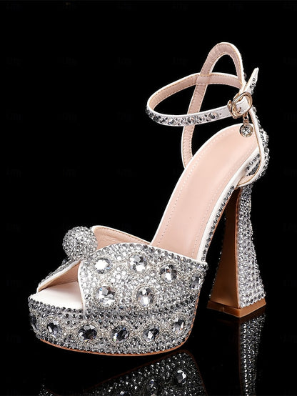 Women's Crystal-Embellished with Platform Sandals Glamorous