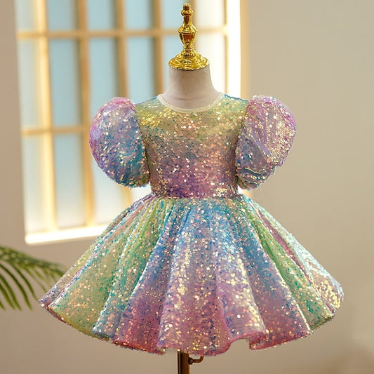 Summer 3D colour Wedding Sleeve Spring Short Girls' Dress