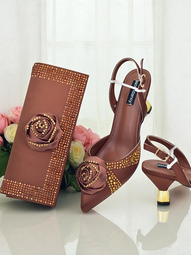 and Clutch - Gold Heels Set Matching Slingback Women's