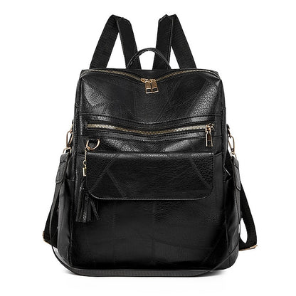 et sac à dos vintage en cuir avec pompon et similicuir pour femme