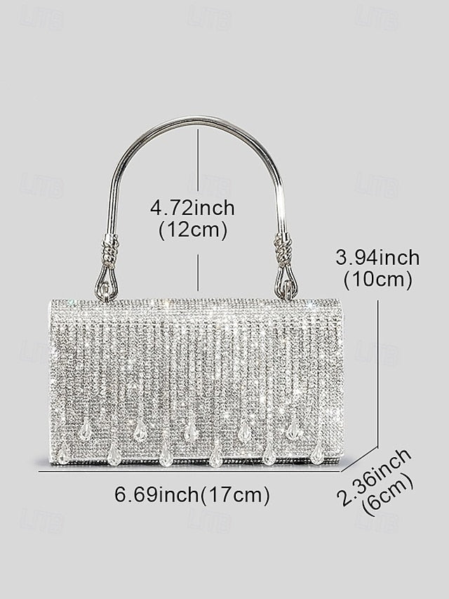 Evening Elegant with Women's Silver Chain Crystal Handbag