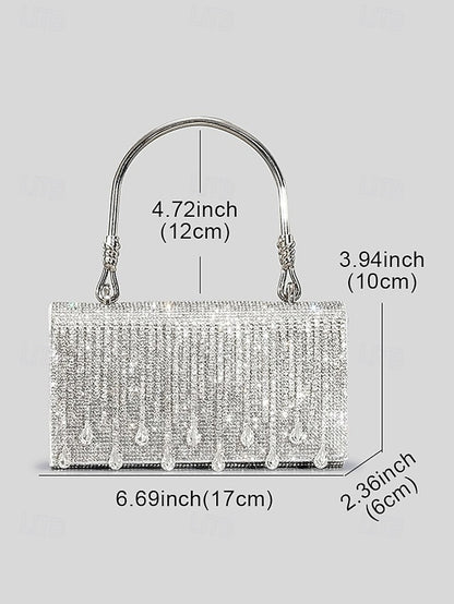Evening Elegant with Women's Silver Chain Crystal Handbag