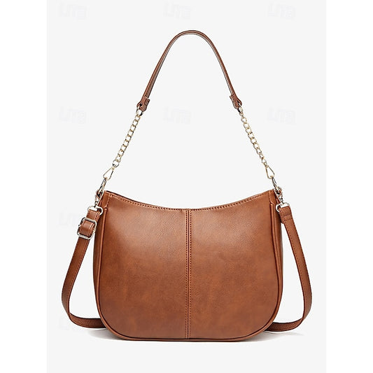 Bag Shoulder Leather Women's Chain Brown Gold Faux with