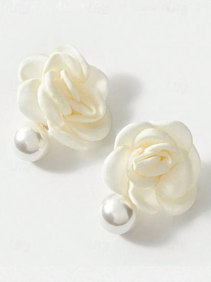 Earrings Faux Pearl Flower Elegant Stud Drop Women's with