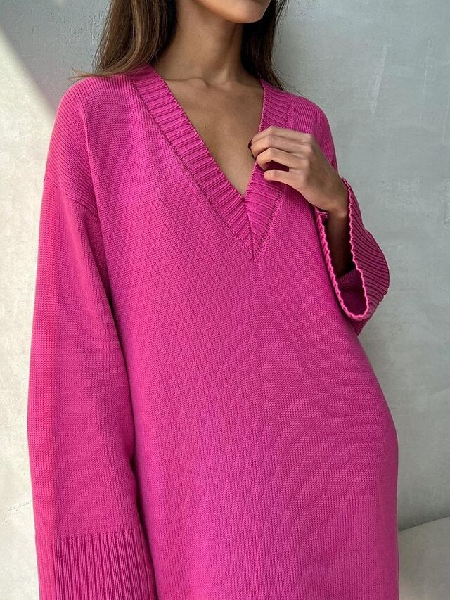 Women's Sweater Sweater Dress Casual Soft Pure Color Ribbed
