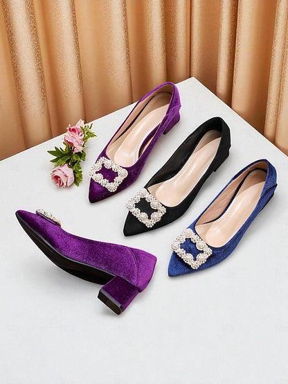Pearl with Pointed Flats and Glitter Toe Women's Purple
