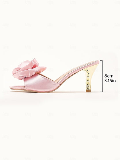 Satin Heels Accents Gold with Open-Toe and Wedding Women's