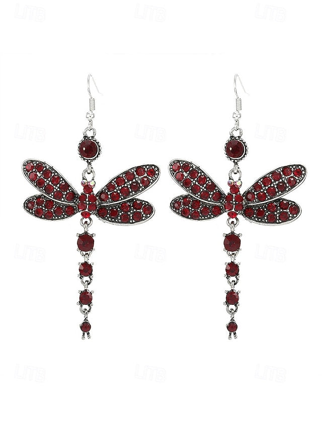 – Colorful Earrings Dragonfly Vintage Crystal Style