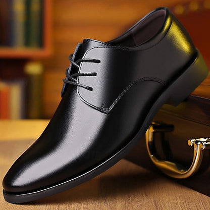 – Shoes Men's Glossy Black Classic Lace-Up Derby Formal