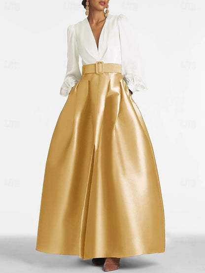 Wedding High Formal Guest Gown Floor Dress A-Line Evening Split