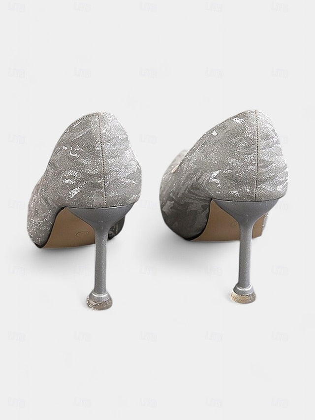 Women's with Glitter Pointed Toe Stiletto Heels Champagne