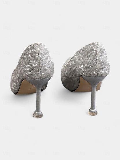 Women's with Glitter Pointed Toe Stiletto Heels Champagne