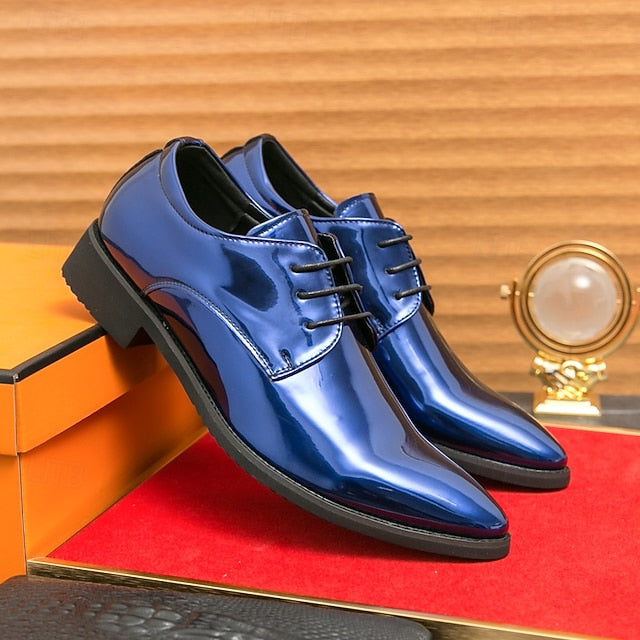 for Formal Shoes Glossy Leather Patent – Green Lace-Up Men