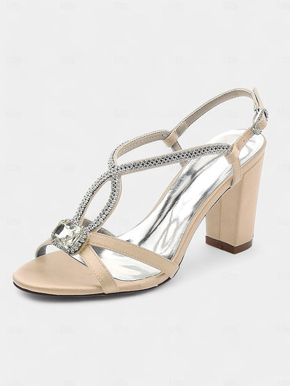 Blue Women's Rhinestone Royal – Sandals Elegant Satin