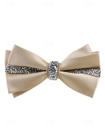 with Crystal Embellishment Bow Burgundy Tie – Satin Elegant