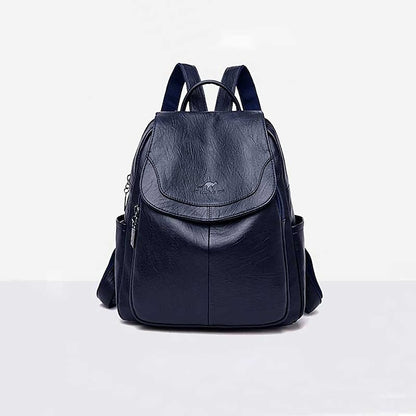 Rucksack aus Kunstleder mit burgunderfarbenem Klappverschluss für Damen