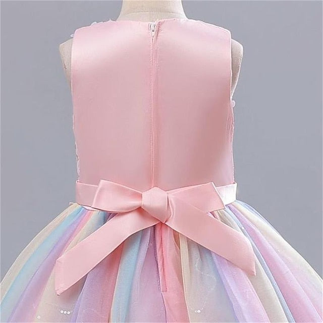 Kids Girl Girls' Solid Party Dress Flower Color