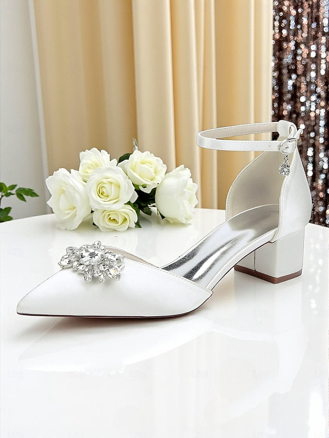 Burgundy Wedding Satin Women's with Shoes Block Heel