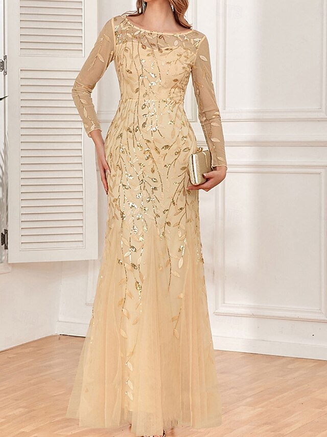 Dress Mother of the Bride Dress Elegant Party Crew Neck Floor