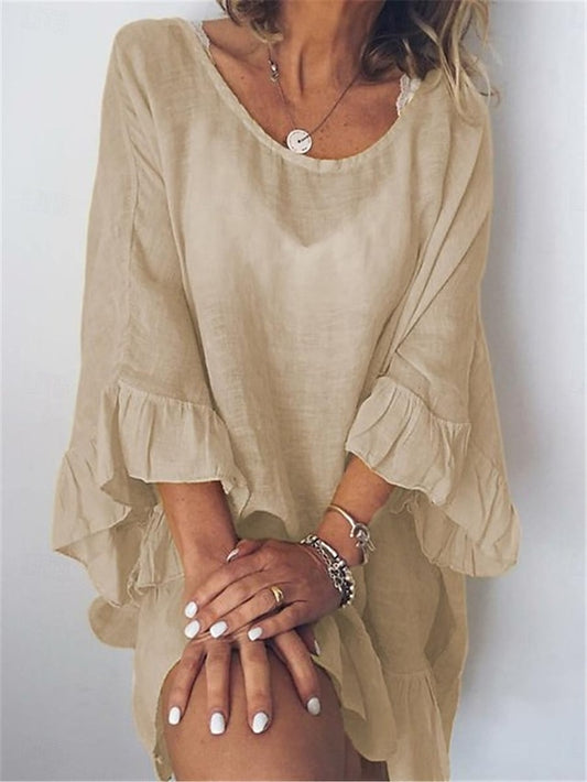 Women's Blue Yellow Purple Summer Spring Mini Dress Faux