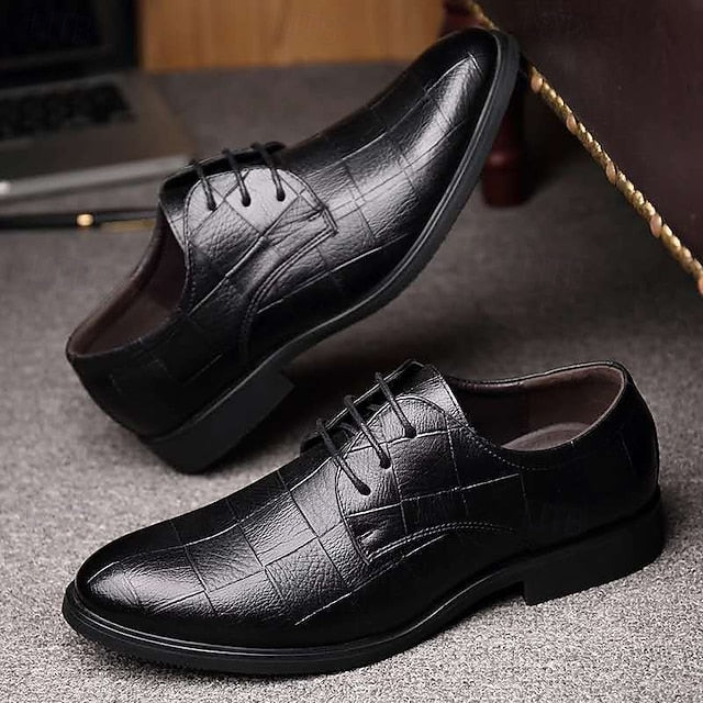 Crocodile Dress Men's Black Classic Pattern Shoes –