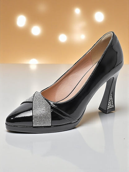 Burgundy Heels Women's with Leather Pointed Toe Patent