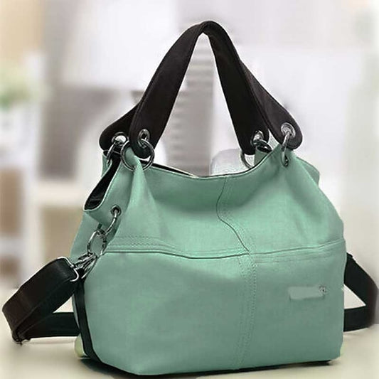 Lässige Handtasche mit Canvas-Lederriemen – Damen