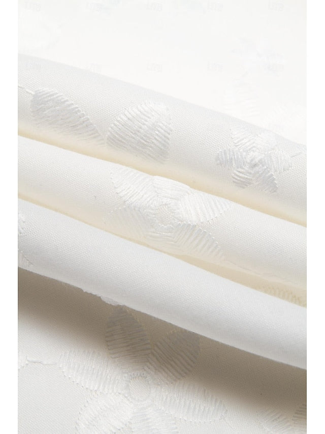 Women's Cotton Dress Sundress White Floral Midi Dress