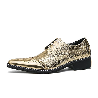 Shiny Faux Men's Metallic Shoes – Oxford Gold