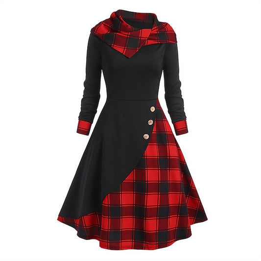 Women's Midi Dress Plaid Dress Casual Dress Sheath Dress
