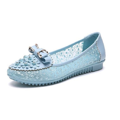 Pink Bow Women's Flats Floral Details Lace with - and