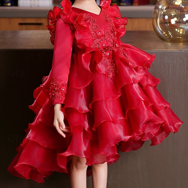 Special Dress Party Kids Wedding Flower Sleeve Girls' Long