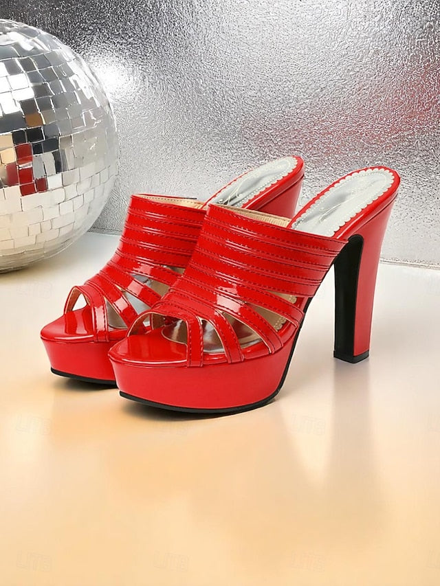 Mule White Open-Toe Women's Strappy - Heels Platform