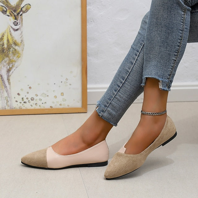 Two-Tone Elegant Slip-On Toe Pointed Women's Flats –