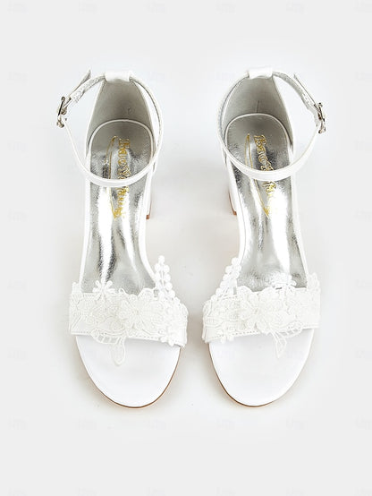 Bridal Women for with Strap Heels - White Lace Ankle Open-Toe