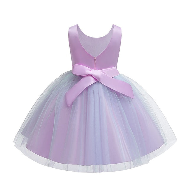 Floral Kids Purple Dress Party Blue Blushing Lace Girls'