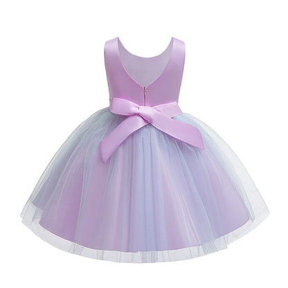 Floral Kids Purple Dress Party Blue Blushing Lace Girls'